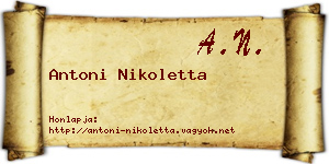 Antoni Nikoletta névjegykártya